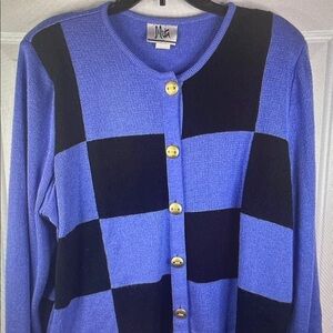 Mita Purple and Black Checker Knit Cardigan